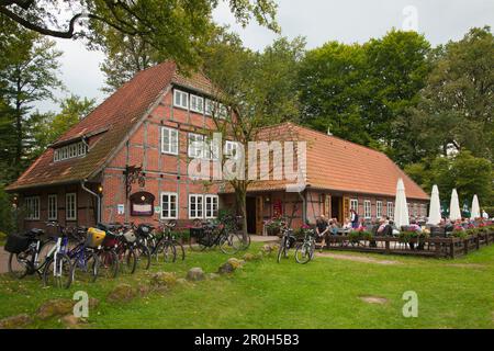 Gästehaus im Heather Museum, Wilsede, Lueneburg Heath, Niedersachsen, Deutschland, Europa Stockfoto