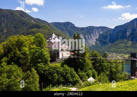 Moutain Restaurant Rudolfsturm in der Nähe von Salz abbauen, Hallstätter See, Salzkammergut, Oberösterreich, Österreich Stockfoto