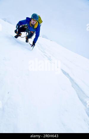 Ascenting, Piz Roseg, Oberengadin, Kanton Graubünden, Schweiz Stockfoto