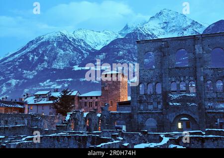 Römisches Theater in Aosta, Aostatal, Italien Stockfoto