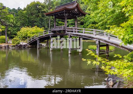 Eiho-ji ist ein buddhistischer Tempel von Rinzai Zen in Tajimi, Gifu, der 1313 gegründet wurde. Der Tempel ist ein Kloster, bekannt für seinen Teichgarten mit einem Fantasulo Stockfoto