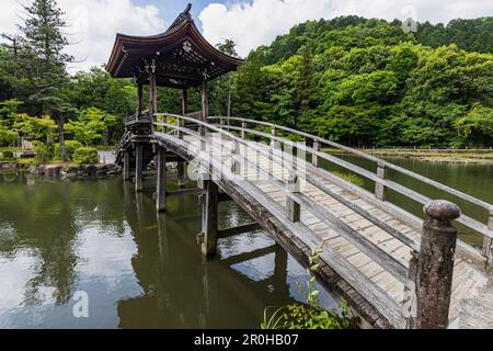 Eiho-ji ist ein buddhistischer Tempel von Rinzai Zen in Tajimi, Gifu, der 1313 gegründet wurde. Der Tempel ist ein Kloster, bekannt für seinen Teichgarten mit einem Fantasulo Stockfoto