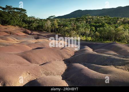 MAURITIUS, Chamarel, Landschaft auf Seven Coloured Earth, eine geologische Formation, die die erste Touristenattraktion auf Mauritius war Stockfoto