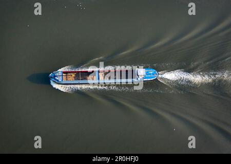 Massengutfrachter auf der Schelde, Luftaufnahme, Belgien, Ostflandern, Zeeschelde Stockfoto