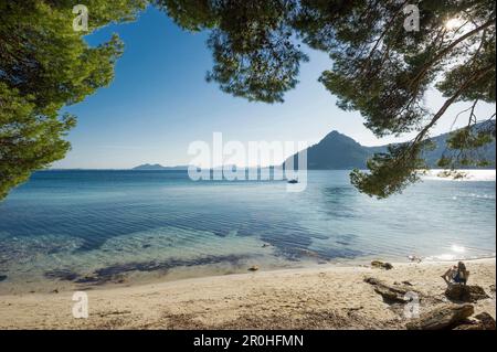 Platja Formentor, in der Nähe von Pollenca, Mallorca, Spanien Stockfoto