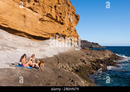 Versteinerte Dünen in der Nähe von Costa del Silencio, Teneriffa, Kanarische Inseln, Spanien Stockfoto