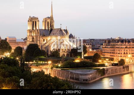 Blick vom Dach der La Tour d'Argent in Richtung Kathedrale Notre-Dame de Paris, Ile de la Cite, Paris, Frankreich, Europa, UNESCO-Weltkulturerbe Stockfoto
