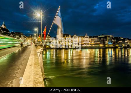 Mittlere Viadukt (Mittlere Brücke) über den Rhein, Basel, Kanton Basel-Stadt, Schweiz Stockfoto