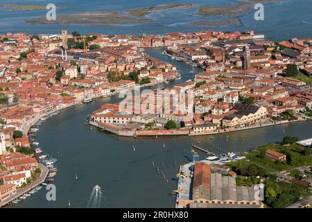 Luftbild von der venezianischen Lagune, Glasmacher, Insel Murano, Veneto, Italien Stockfoto