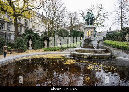 Fountain of Counts Edgmont and Horne, Place du Petit Sablon, Brüssel, Belgien Stockfoto