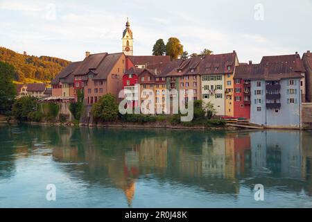 Blick auf Laufenburg, Schweiz, über den Rhein, von Baden-Weurttemberg, Hochrhein, Baden-Württemberg, Deutschland, Europa Stockfoto