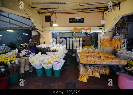 Der farbenfrohe Pak Khlong Talat ( Blumenmarkt ) in Bangkok, Thailand. Stockfoto