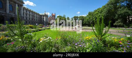 Botanischer Garten mit Justizpalast, München, Oberbayern, Bayern, Deutschland Stockfoto