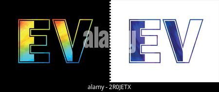Vektorvorlage für EV-Logo mit Buchstabe. Kreatives, modernes und luxuriöses Logo für die Unternehmensidentität Stock Vektor