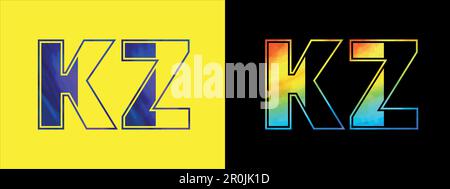 Vektorvorlage für das KZ-Logo mit Buchstabe. Kreatives, modernes und luxuriöses Logo für die Unternehmensidentität Stock Vektor