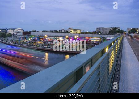 Berlin, Deutschland, Fluss, Spree, Capital Beach Cafe, Neue Bundeskanzlerin Stockfoto