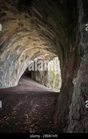 "Höhle ''große Scheune'' in Rosen Rock, Heubach, Ostalb District, Swabian Alb, Baden-Württemberg, Deutschland' Stockfoto