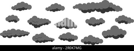 Rauch Wolken Vektorsymbol auf weißem Hintergrund isoliert. Stock Vektor