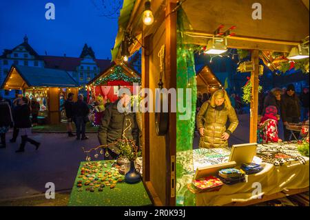 Weihnachtsmarkt, Schloss Salem, Bodensee, Schwabien, Baden-Württemberg, Deutschland Stockfoto