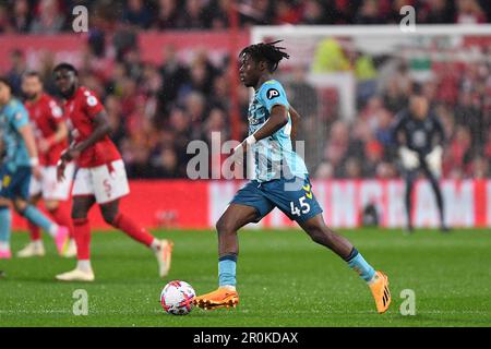 Nottingham, Großbritannien. 8. Mai 2023 Romeo Lavia von Southampton während des Spiels der Premier League zwischen Nottingham Forest und Southampton am City Ground, Nottingham, am Montag, den 8. Mai 2023. (Foto: Jon Hobley | MI News) Guthaben: MI News & Sport /Alamy Live News Stockfoto