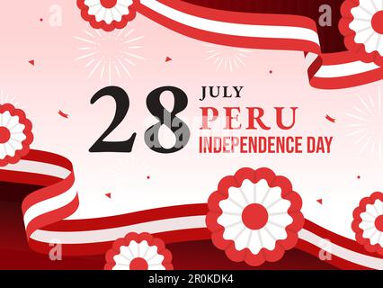 Peru Unabhängigkeitstag Vektorabbildung am 28. juli mit Waving Flag in handgezeichneten Landing-Page-Hintergrundvorlagen für National Holiday Flat Cartoon Stock Vektor