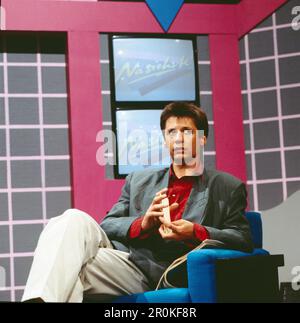 Na punste, ZDF Personality Show, moderiert von Günther Jauch, Deutschland, 1988. Na Phrste, TV-Persönlichkeitssendung, präsentiert von Günther Jauch, Deutschland, 1988. Stockfoto