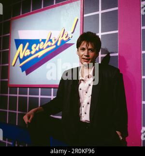 Na punste, ZDF Personality Show, moderiert von Günther Jauch, Deutschland, 1988. Na Phrste, TV-Persönlichkeitssendung, präsentiert von Günther Jauch, Deutschland, 1988. Stockfoto