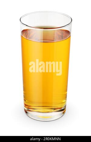 Glas frischen Apfelsafts, isoliert auf weißem Hintergrund. Stockfoto