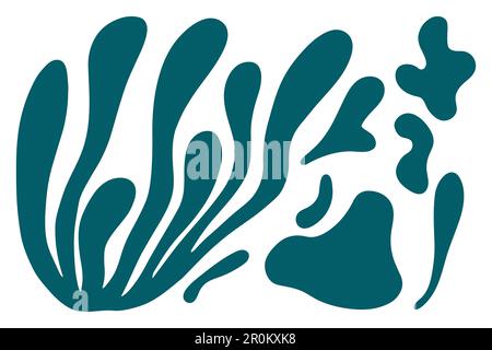 Matisse abstrakte geblümte Algenformen im modernen organischen Stil. Komposition Doodle malte ästhetische Blüten und Blätter. Botanischer Vektor Stock Vektor