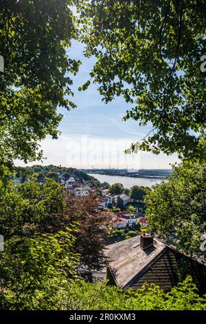 Blick vom Süllberg auf Blankenese und die Elbe in Hamburg, Norddeutschland Stockfoto