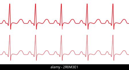 Rotes Heartbeat-Symbol. Vector Heartbeat-Schild mit Horizont-Banner im flachen Design. Stock Vektor
