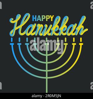 Hanukka Grußbanner mit 3D Buchstaben. Vektor Stock Vektor