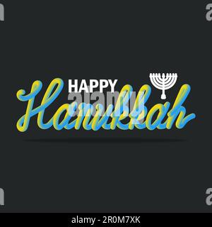 Hanukka Grußbanner mit 3D Buchstaben. Vektor Stock Vektor