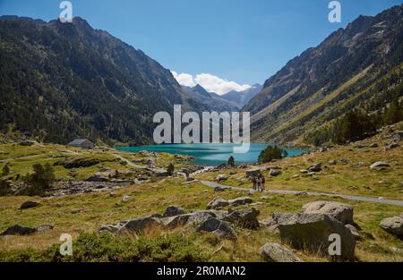 Am Lac de Gaube an der Pont d'Espagne, Parc National des Pyrénées, Abt. Hautes-Pyrenäen, Frankreich Stockfoto