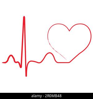 Hospital Heart Logo mit Puls- und Herzschlagsymbol Stock Vektor