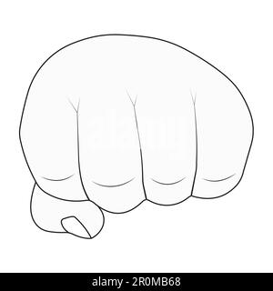 Die Hand des Mannes geballt in Faust, Konturen, Vektorkonzept von Stärke, Mut und Widerstand, Logo-Fight Club Stock Vektor