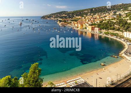 Panorama von Villefranche sur Mer, Cote d Azur, Frankreich Stockfoto