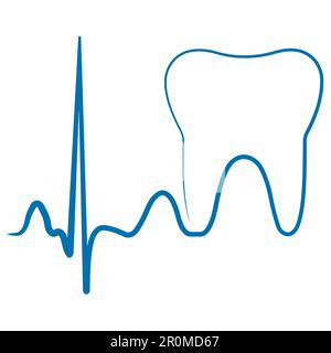 Logo für die Zahnklinikpraxis, der Impuls wird zum Zahnmolar Stock Vektor