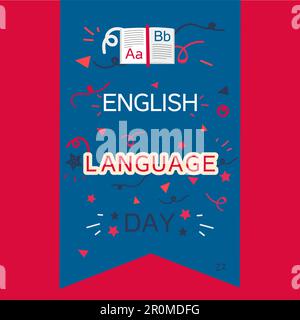 Banner für den Tag in englischer Sprache mit Buch und Buchstaben A, B, z. Vektor Stock Vektor