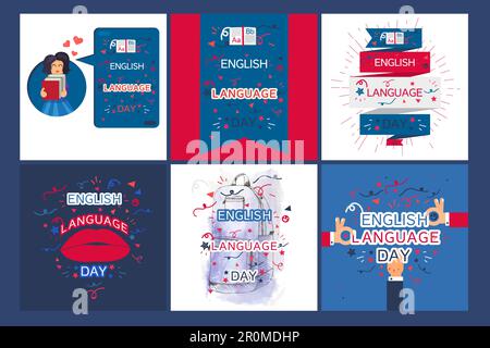 Banner für den Tag in englischer Sprache mit Buch und Buchstaben A, B, z. Vektor Stock Vektor