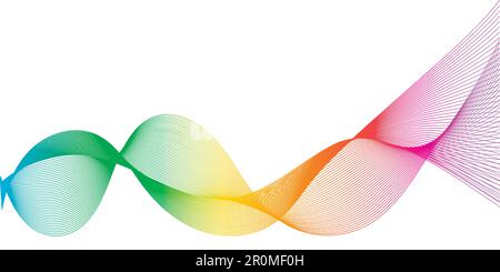 Stilisierter Regenbogenhintergrund, digitaler Sound-Effekt-Equalizer-Frequenzspur, Vektorfrischer digitaler Muster gemischte Farbverläufe des Stock Vektor