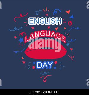 Englische Sprachbanner Mit Lippen. Vektor Stock Vektor