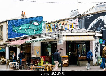 Flohmarkt Marché aux puces de Saint-Ouen, Porte de Clignancourt, Paris, Frankreich Stockfoto