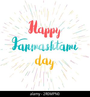 Happy Janmashtami Day Celebration Banner Mit Schriftzug. Vektor Stock Vektor