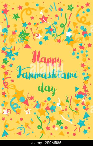 Happy Janmashtami Day Celebration Banner Mit Schriftzug. Vektor Stock Vektor