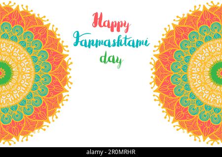 Happy Janmashtami Day Celebration Banner Mit Schriftzug. Vektor Stock Vektor