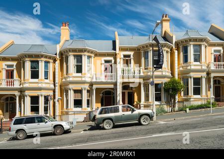 Historische Häuser, Dunedin, Otago, South Island, Neuseeland, Ozeanien Stockfoto
