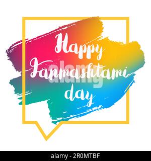 Happy Janmashtami Day Celebration Banner Mit Schriftzug. Vektor Stock Vektor