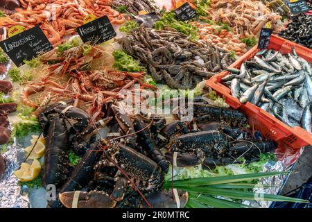 Market on Place Richelme, Seafood, Aix en Provence, Frankreich Stockfoto