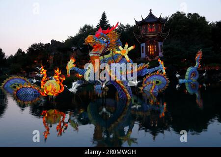 Chinese Lights Festival im Botanischen Garten von Montreal, Quebec, Kanada Stockfoto